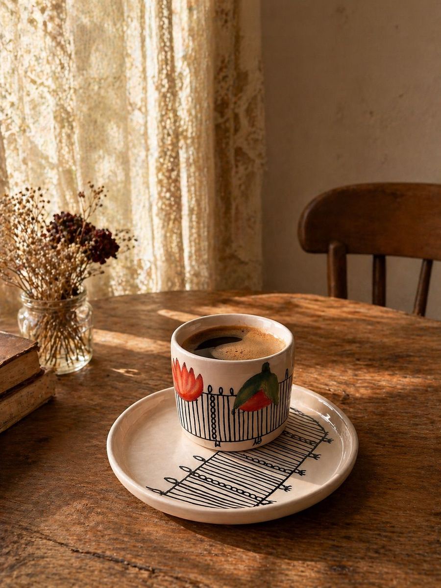 Laleli el boyaması espresso fincanı